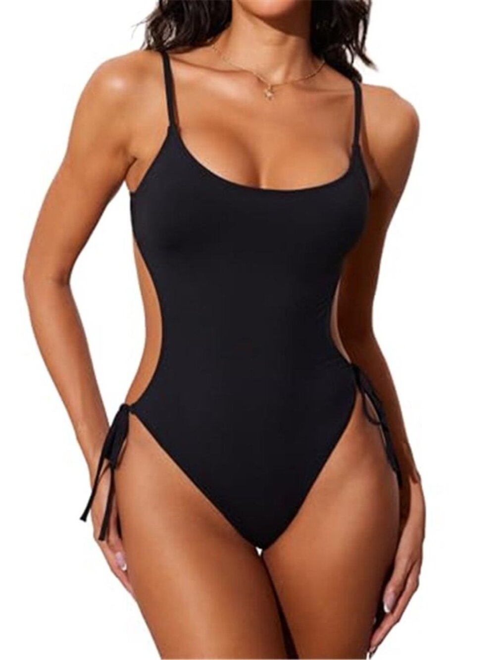 Womens Cutout One Piece Swimsuit Strappy Back Tie Cheeky Bathing Suit Sexy